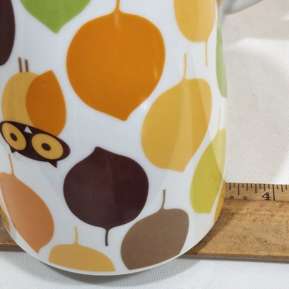 Rachael Ray Little Hoot Owl Coffee Mug 8oz set-2 retro colors orange brown 4" - Picture 8 of 8